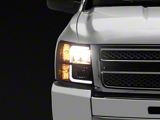 LED Bar Factory Style Headlights with Bumper Lights; Matte Black Housing; Clear Lens (07-13 Silverado 1500)