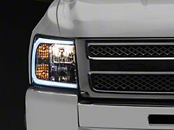 LED C-Bar Factory Style Headlights; Chrome Housing; Clear Lens (07-13 Silverado 1500)
