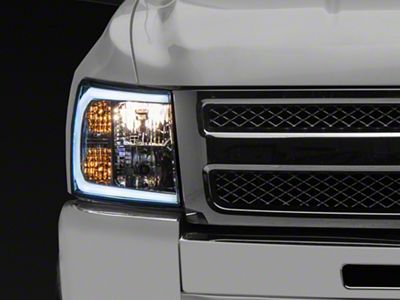 LED C-Bar Factory Style Headlights; Chrome Housing; Clear Lens (07-13 Silverado 1500)
