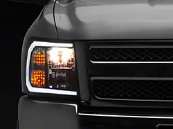 LED C-Bar Factory Style Headlights; Matte Black Housing; Clear Lens (07-13 Silverado 1500)