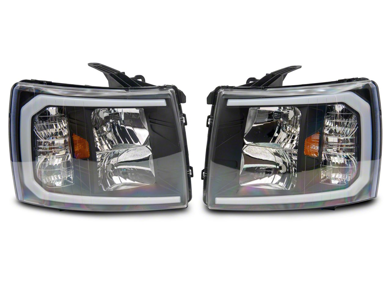 Silverado 1500 LED C-Bar Factory Style Headlights; Matte