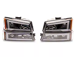 LED DRL Bar Headlights; Black Housing; Clear Lens (03-06 Silverado 1500)