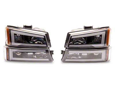 LED DRL Bar Headlights; Black Housing; Clear Lens (03-06 Silverado 1500)