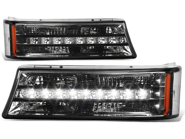 LED DRL Bumper Lights with Amber Corners; Smoked (03-06 Silverado 1500)