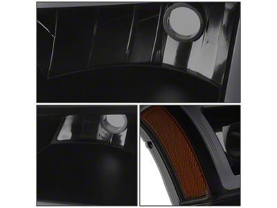 LED DRL Headlights with Amber Corners; Black Housing; Smoked Lens (03-06 Silverado 1500)