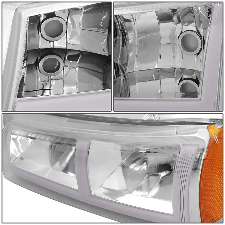 Chrome Housing Amber Corner Headlights +Tail Light For Chevy Silverado