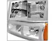 LED DRL Headlights with Amber Corners; Chrome Housing; Clear Lens (03-06 Silverado 1500)