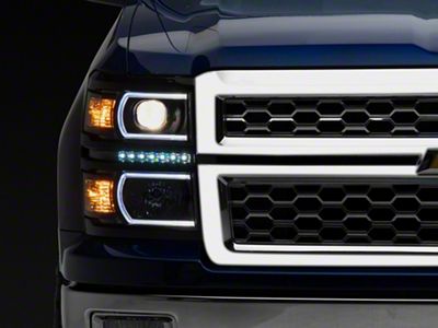 LED DRL Headlights with Clear Corners; Black Housing; Clear Lens (14-15 Silverado 1500)