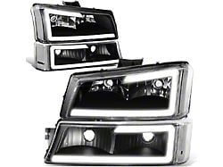 LED DRL Headlights with Clear Corners; Black Housing; Clear Lens (03-06 Silverado 1500)