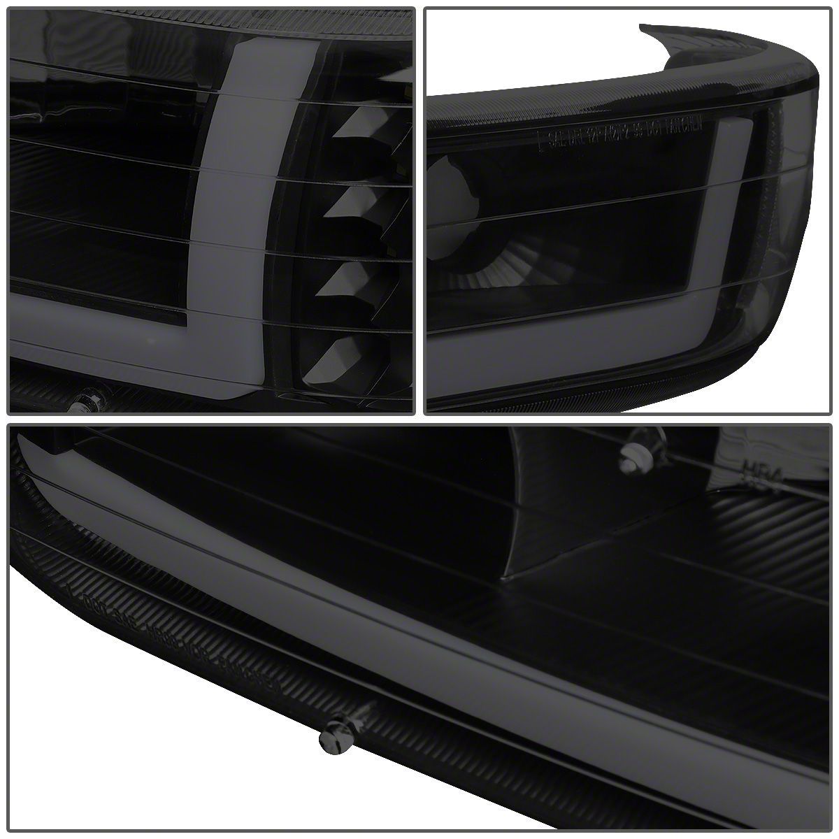 For Chevy Silverado/Tahoe GMT800 4-PC Black Housing Clear Corner Headlight/ Bumper Lamp Set Replacement