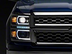 LED DRL Headlights with Clear Corners; Chrome Housing; Smoked Lens (14-15 Silverado 1500)