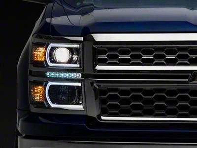 LED DRL Headlights with Clear Corners; Chrome Housing; Smoked Lens (14-15 Silverado 1500)