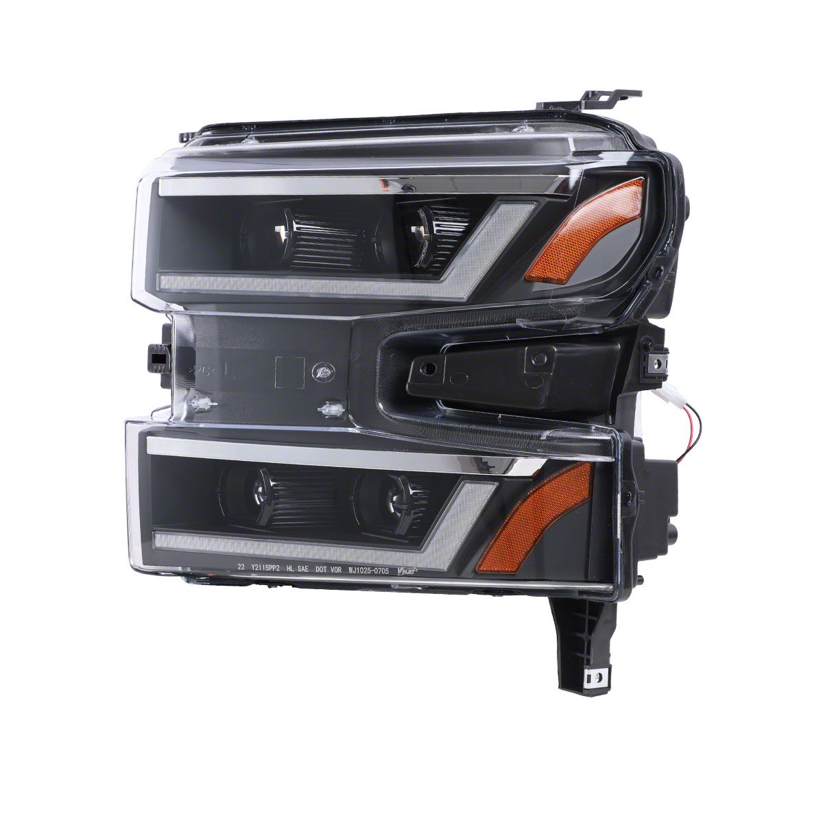 PM Performotor LED DRL Bumper Headlights – For 99-02 Chevy Silverado – Black Housing/Clear Corner - View #2