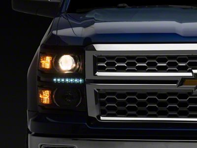 LED DRL Projector Headlights; Black Housing; Clear Lens (14-15 Silverado 1500)