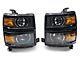 LED DRL Projector Headlights; Black Housing; Clear Lens (14-15 Silverado 1500)