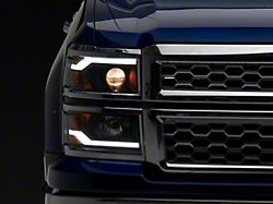 LED DRL Projector Headlights; Black Housing; Clear Lens (14-15 Silverado 1500)