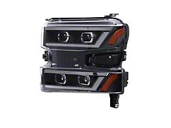 LED DRL Projector Headlights; Chrome Housing; Clear Lens (19-21 Silverado 1500 w/ Factory Halogen Headlights; 2022 Silverado 1500 LTD w/ Factory Halogen Headlights)