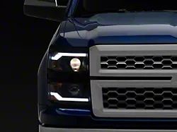 LED Projector Headlights with Black Trim; Black Housing; Clear Lens (14-15 Silverado 1500 w/ Factory Halogen Tail Lights)
