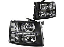 LED Reflector Headlights; Black Housing; Clear Lens (07-13 Silverado 1500)