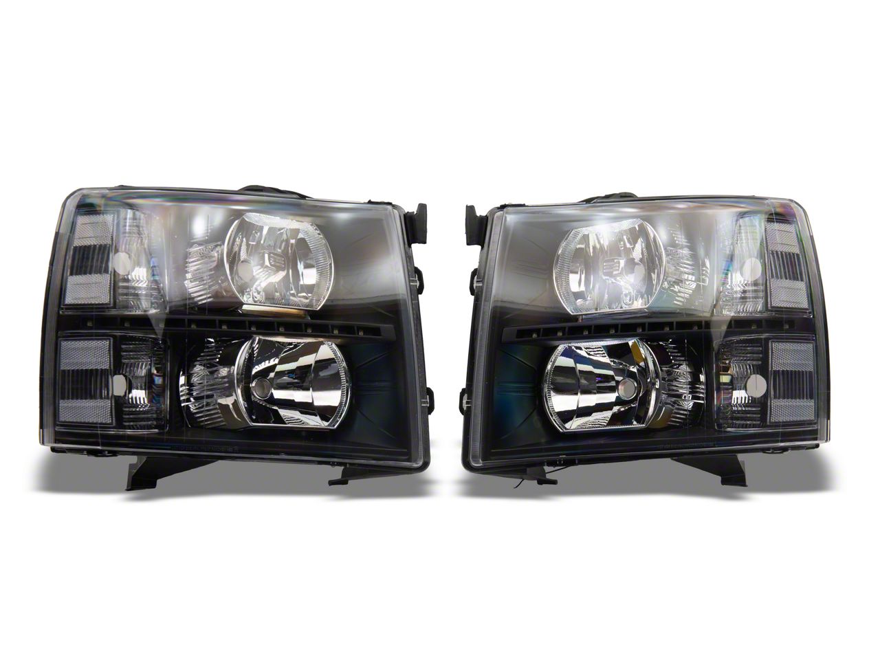 For Chevy Silverado Avalanche Black Housing Head Lights+Clear Reflector