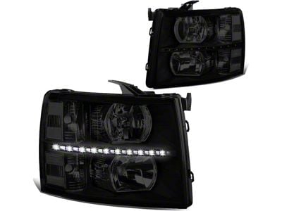 LED Reflector Headlights; Black Housing; Smoked Lens (07-13 Silverado 1500)