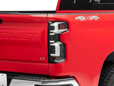 LED Tail Lights; Black Housing; Clear Lens (19-23 Silverado 1500 w/ Factory Halogen Tail Lights)