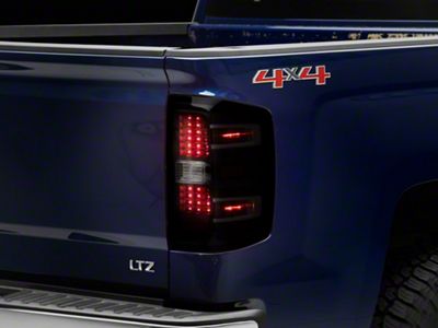 LED Tail Lights; Black Housing; Clear Lens (14-18 Silverado 1500 w/ Factory Halogen Tail Lights)