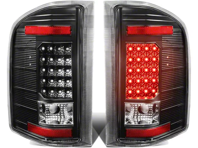 LED Tail Lights; Black Housing; Clear Lens (07-13 Silverado 1500)