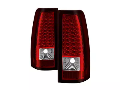 LED Tail Lights; Black Housing; Red Clear Lens (99-02 Silverado 1500 Fleetside)