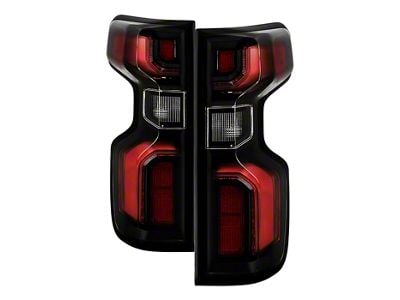 LED Tail Lights; Black Housing; Red/Clear Lens (19-24 Silverado 1500 w/ Factory Halogen Tail Lights)