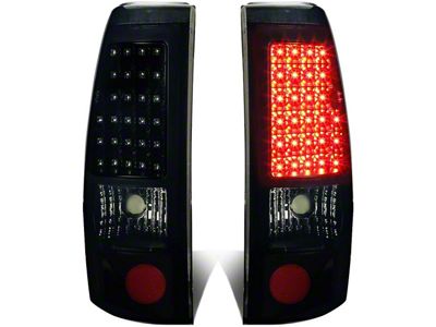LED Tail Lights; Black Housing; Smoked Lens (99-02 Silverado 1500 Fleetside)
