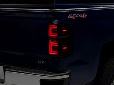 LED Tail Lights; Chrome Housing; Dark Red Lens (14-18 Silverado 1500 w/ Factory Halogen Tail Lights)