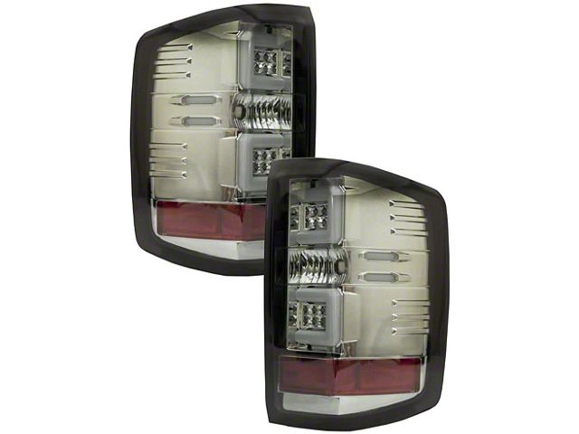 LED Tail Lights; Chrome Housing; Platinum Smoked Lens (14-18 Silverado 1500 w/ Factory Halogen Tail Lights)