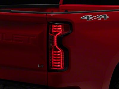 LED Tail Lights; Chrome Housing; Red Lens (19-23 Silverado 1500)