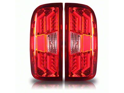 LED Tail Lights; Chrome Housing; Red Lens (14-18 Silverado 1500 w/ Factory Halogen Tail Lights)
