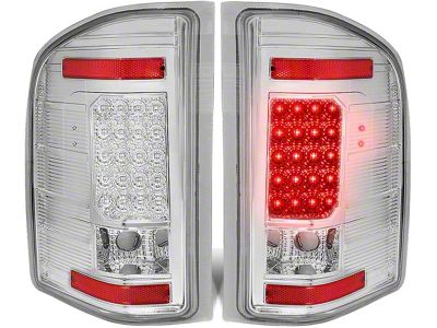 LED Tail Lights; Chrome Housing; Clear Lens (07-13 Silverado 1500)