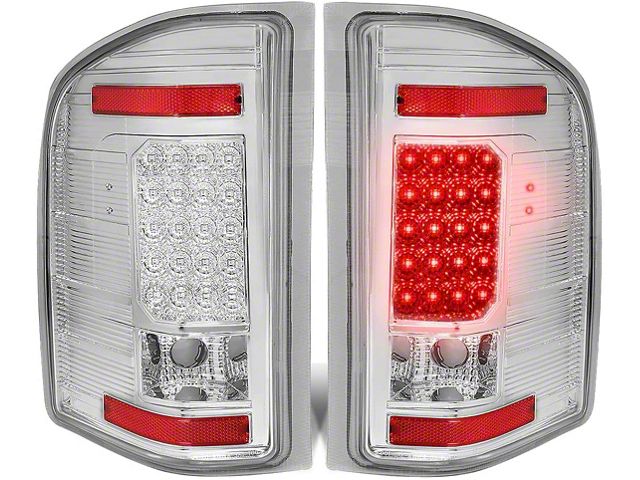 LED Tail Lights; Chrome Housing; Clear Lens (07-13 Silverado 1500)