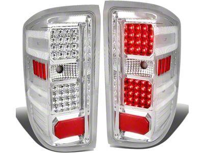 LED Tail Lights; Chrome Housing; Clear Lens (14-18 Silverado 1500 w/ Factory Halogen Tail Lights)
