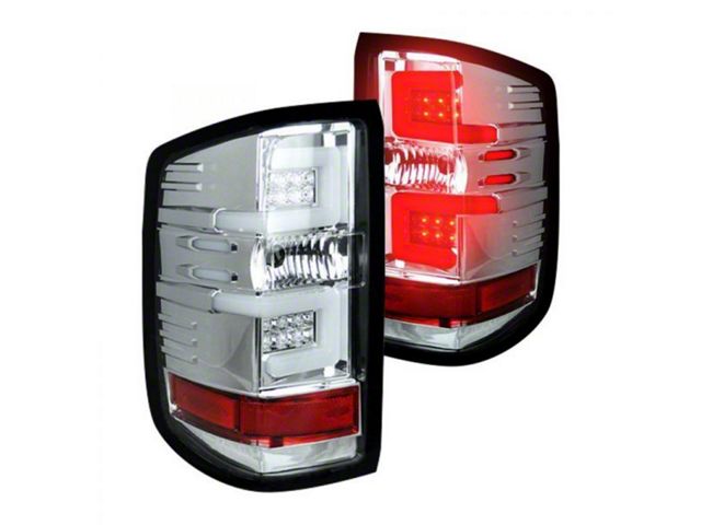 LED Tail Lights; Chrome Housing; Clear Lens (16-18 Silverado 1500 w/ Factory LED Tail Lights)