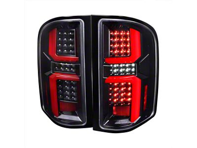 LED Tail Lights; Jet Black Housing; Clear Lens (07-13 Silverado 1500)