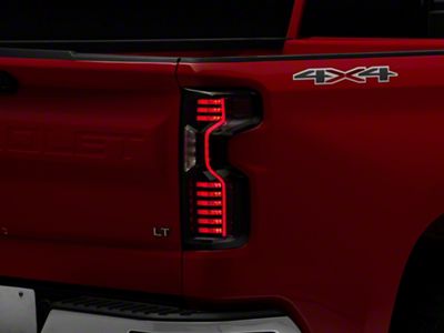 LED Tail Lights; Matte Black Housing; Clear Lens (19-23 Silverado 1500)
