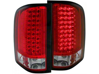 LED Tail Lights; Chrome Housing; Red/Clear Lens (07-13 Silverado 1500)