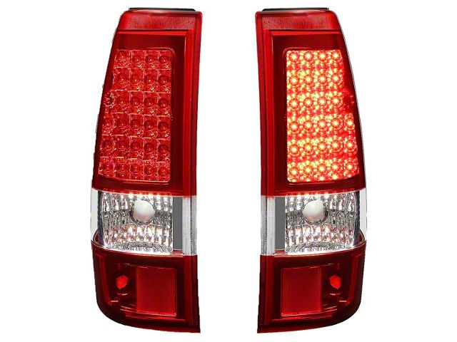 LED Tail Lights; Chrome Housing; Red Lens (03-06 Silverado 1500 Fleetside)