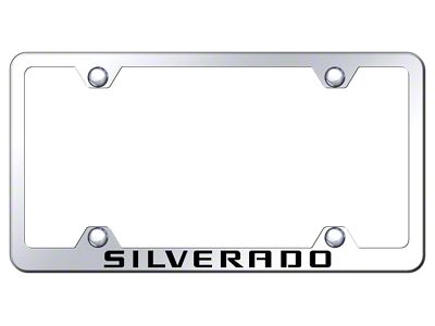 Silverado Laser Etched Wide Body License Plate Frame; Mirrored (Universal; Some Adaptation May Be Required)