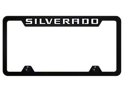 Silverado Laser Etched License Plate Frame; Black (Universal; Some Adaptation May Be Required)