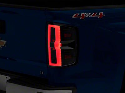 Light Bar LED Tail Lights; Black Housing; Clear Lens (14-18 Silverado 1500 w/ Factory Halogen Tail Lights)