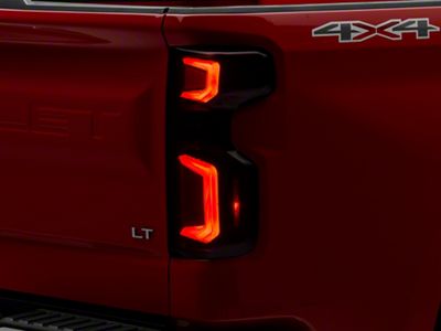 Light Bar LED Tail Lights; Black Housing; Red Smoked Lens (19-23 Silverado 1500 w/ Factory Halogen Tail Lights)