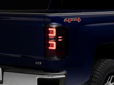 Light Bar LED Tail Lights; Black Housing; Smoked Lens (14-18 Silverado 1500 w/ Factory Halogen Tail Lights)
