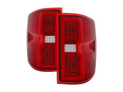 Light Bar LED Tail Lights; Chrome Housing; Red/Clear Lens (14-18 Silverado 1500 w/ Factory Halogen Tail Lights)