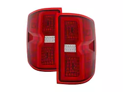 Light Bar LED Tail Lights; Chrome Housing; Red/Clear Lens (14-18 Silverado 1500 w/ Factory Halogen Tail Lights)